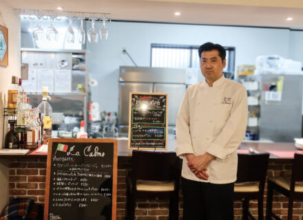 La Calmo オーナーシェフの松本さんと店内